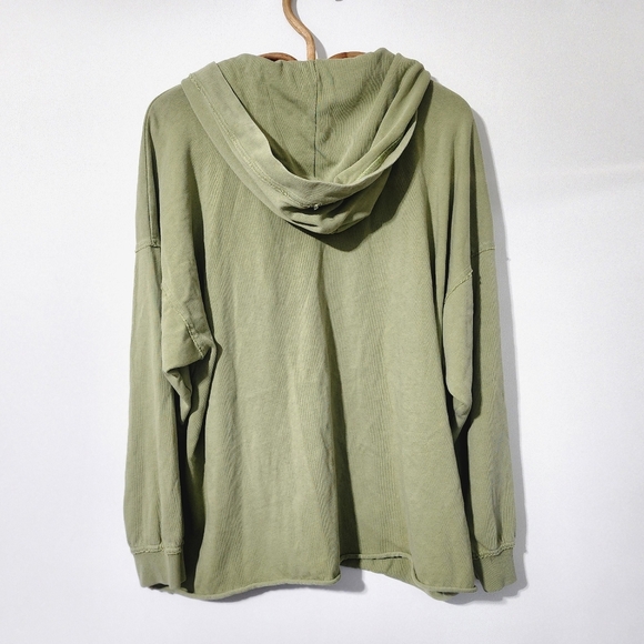 Aerie oversized olive green lace up hoodie sweater - Picture 3 of 7